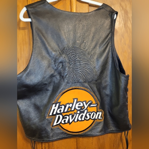 Wilson Leather Vest XXL Vintage Harley Davidson Patch Embossed - Picture 2 of 7